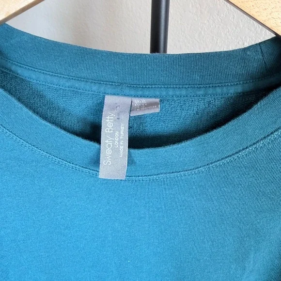Sweaty Betty After Class Sweatshirt Blue XL Thumbholes Crop Athleisure - Picture 3 of 9